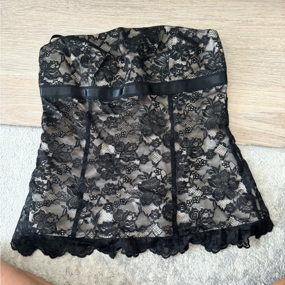Vintage lace bustier strapless sexy top